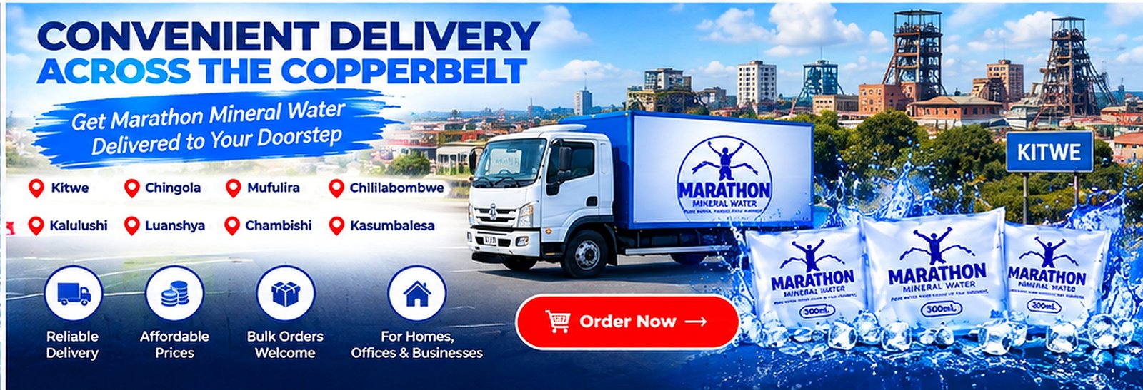 Convenient Marathon Mineral Water delivery across the Copperbelt and Kitwe bulk discount